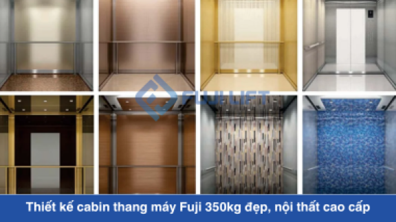 Thiết kế cabin thang máy Fuji 350kg đẹp, nội thất cao cấp